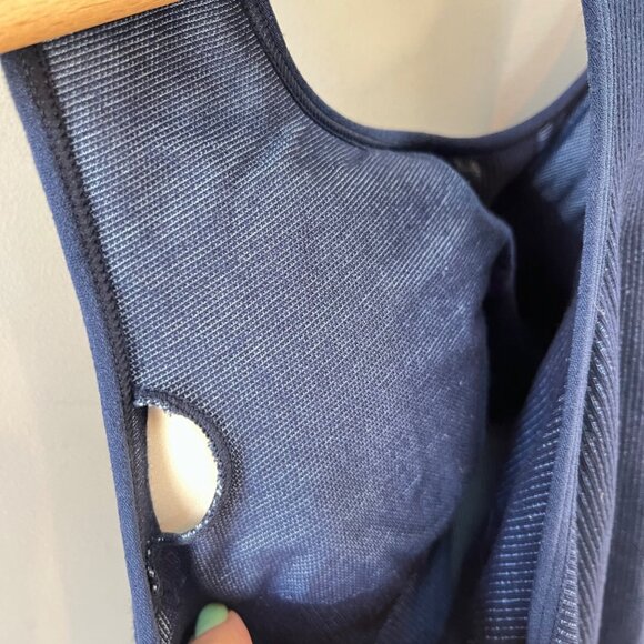The Upside Circular Knit Raf Dress Racerback Tank Dress L Dark Navy & Light Blue - Picture 3 of 6